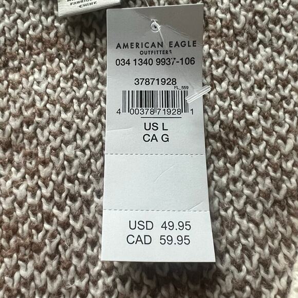 NWT American Eagle Woman’s Cream Brown Cropped Bandana Print Cardigan- Size L - Picture 7 of 12